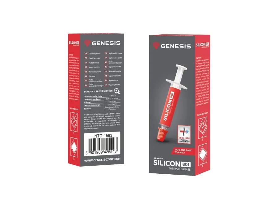 Термо паста, Genesis Thermal Grease Silicon 801 0.5G - image 4