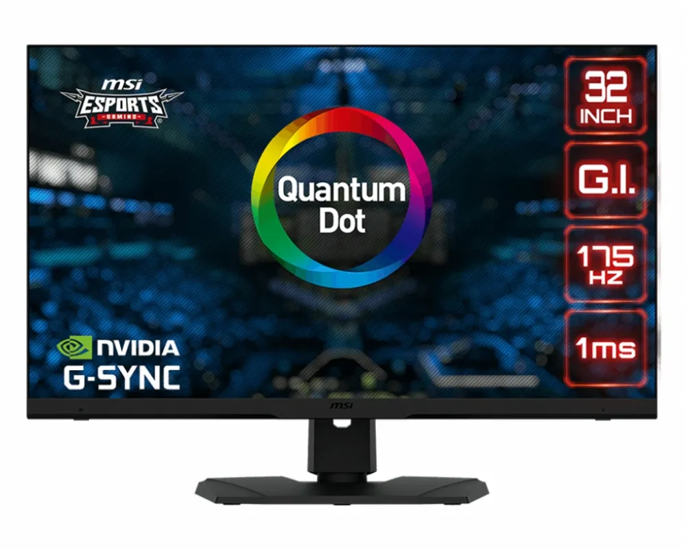 Монитор, MSI Optix MPG321QRF-QD, 32", 175HZ, 1ms, Rapid IPS, Quantum Dot, WQHD 2560x1440, KVM function, GAMING OSD APP 2.0, G-Sync Compatible, DisplayHDR 600, Night Vision, Mystic Light, 600nits (HDR Peak), 2x HDMI 2.0b, DP 1.4a, USB Type C, PIP/PBP, 9S6-3DB88T-0