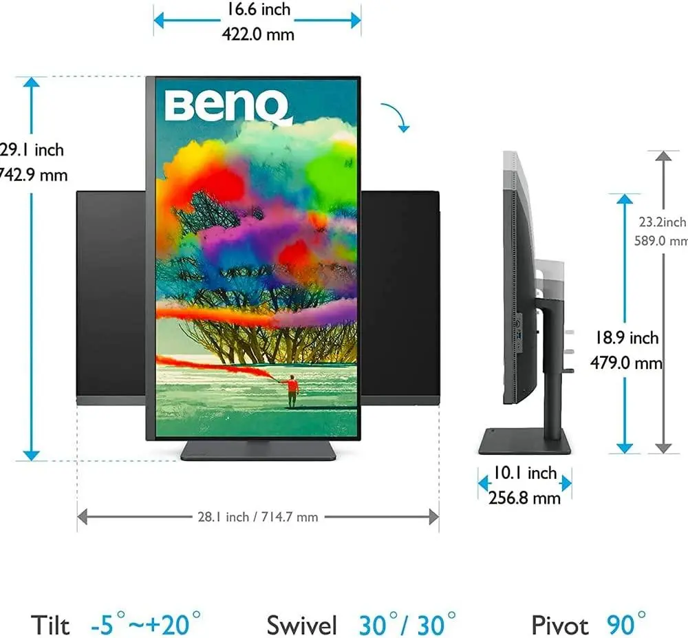 Οθόνη, BenQ PD3205U 32" IPS 4ms 3840x2160 4K, DesignVue Designer Mon,100% sRGB,PIP/PBP,CAD/CAM,Disp Pilot,Flicker-free,LBL,1000:1,20M:1 DCR,10 - image 3