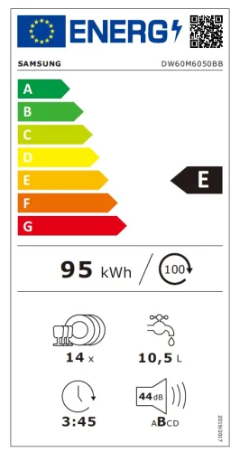 Съдомиялна машина, Samsung DW60M6050BB/EO,  Dishwasher integrated, 60cm, 10.5l, Energy Efficiency E,  Capacity 14 p/s, large display, 44dB - image 15