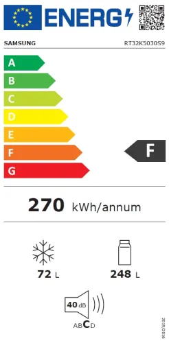 Хладилник, Samsung RT32K5030S9/EO, Refrigerator, Top Freezer, 320l, No Frost, Energy Efficiency F, Inox - image 5