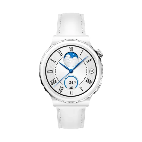 Часовник, Huawei Watch GT 3 Pro 43mm, Frigga-B19V,  1.32", Amoled, 466x466, PPI 352, 4GB, Bluetooth 5.2, supports BLE/BR/EDR, 5ATM, Battery 292 maAh, White Leather Strap