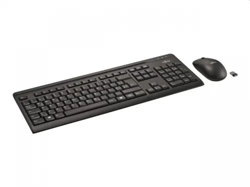 Комплект, Fujitsu Wireless KB Mouse Set LX410 US Wireless Keyboard 105 key layout, Wireless Mouse, USB Micro receiver, 2.4 GHz, 16 channels, 2 x AA battery, Black