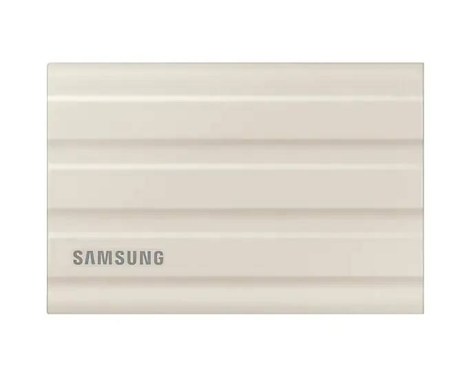 Твърд диск, Samsung Portable NVME SSD T7 Shield 1TB , USB 3.2 Gen2, Rugged, IP65, Read 1050 MB/s Write 1000 MB/s, Beige