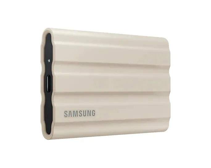 Твърд диск, Samsung Portable NVME SSD T7 Shield 1TB , USB 3.2 Gen2, Rugged, IP65, Read 1050 MB/s Write 1000 MB/s, Beige - image 1