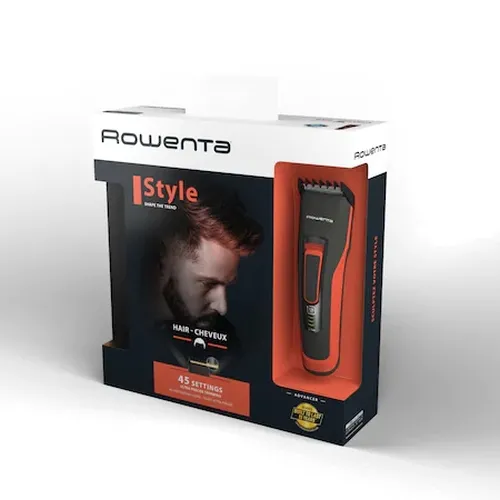 Тример, Rowenta TN5221F4 Hair trimmer Advancer Style, hair + beard, cordless + corded, washable blades, self-sharpening stainless steel blades, minimum cutting length 0.5mm, hair blade 42mm, 2 hair combs, 29 cutting length positions, 3 day beard function - image 7