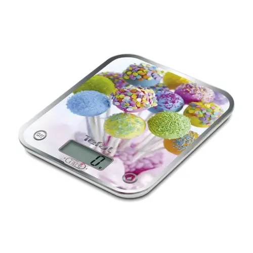 Везна, Tefal BC5121V1, Optiss Delicious Cake Pops, ultra slim glass, 5 kg / 1g/ml graduation, tara, liquid function, 2 batteries LR03 AAA included, new markings on product - image 1