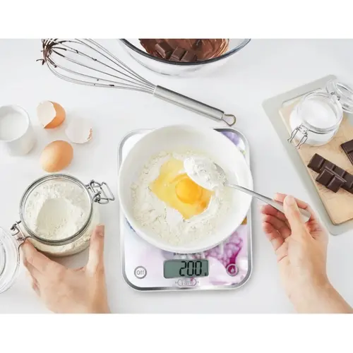 Везна, Tefal BC5121V1, Optiss Delicious Cake Pops, ultra slim glass, 5 kg / 1g/ml graduation, tara, liquid function, 2 batteries LR03 AAA included, new markings on product - image 2