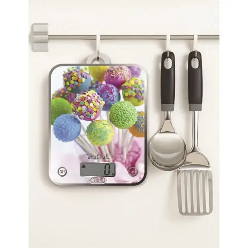 Везна, Tefal BC5121V1, Optiss Delicious Cake Pops, ultra slim glass, 5 kg / 1g/ml graduation, tara, liquid function, 2 batteries LR03 AAA included, new markings on product - image 3