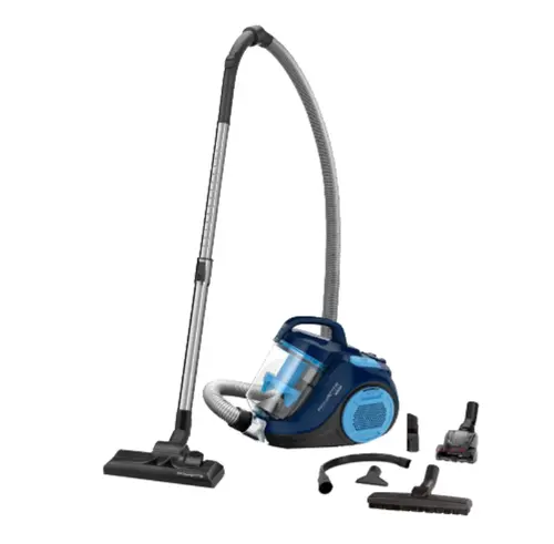 Прахосмукачка, Rowenta RO2981EA, SWIFT POWER BLUE Home & Car, 750W, 77dB, 1,2L, Crevice 2in1, Parquet, Mini turbobrush, Upholstery, XXL Flexi Crevice