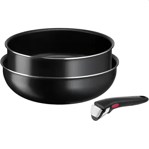 Комплект тигани и тенджери, Tefal L1539153 Easy Cook & Clean wok26 + stp24 + handle