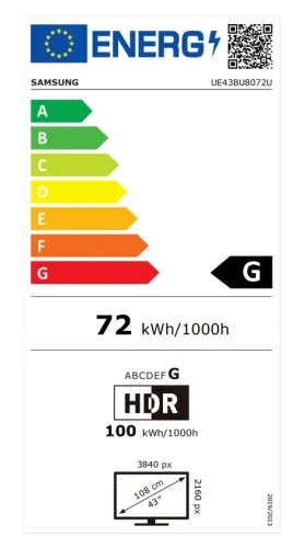 Телевизор, Samsung 43" 43BU8072 4K UHD LED TV, SMART, Crystal Processor 4K, 2200 PQI, HDR 10+, Mega Contrast, Q-Symphony, Dolby Digital Plus , 3xHDMI, 2xUSB, Wi-Fi 5, Bluetooth 5.2, Frameless, Tizen, Black - image 7