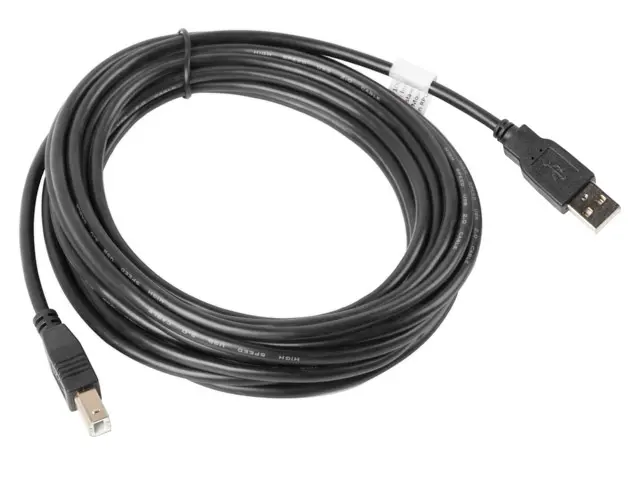 Кабел, Lanberg USB-A (M) -> USB-B (M) 2.0 cable 5m, black - image 1