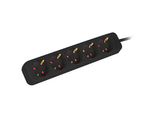 Разклонител, Lanberg power strip 3m, 5 sockets, french quality-grade copper cable, black - image 2