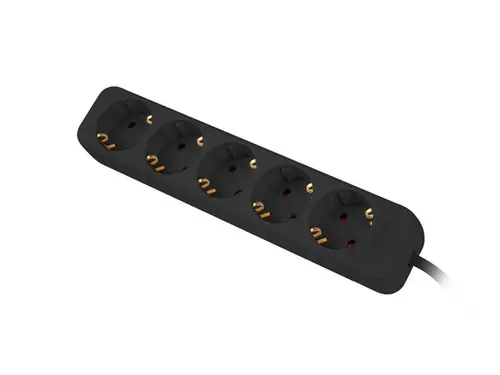 Разклонител, Lanberg power strip 3m, 5 sockets, french quality-grade copper cable, black