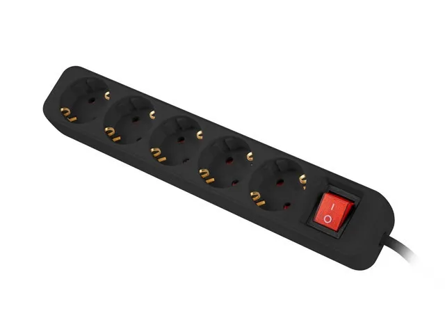 Разклонител, Lanberg power strip 3m, 5 sockets, french with circuit breaker quality-grade copper cable, black - image 2