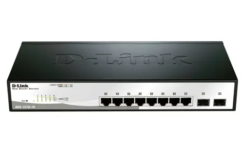 Комутатор, D-Link 10-Port Gigabit Smart Switch with 2 SFP ports - 1