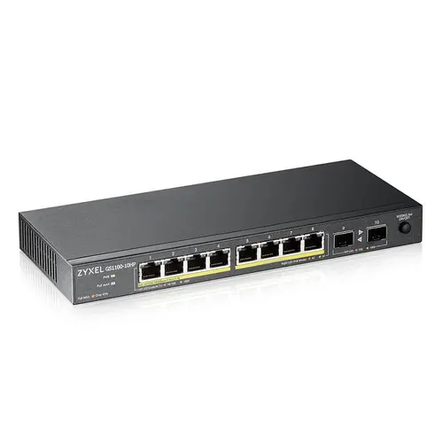 Комутатор, ZyXEL GS1100-10HP v2, unmanage PoE 8x Gigabit, 2x Fiber Uplink, 120 Watt PoE - image 1