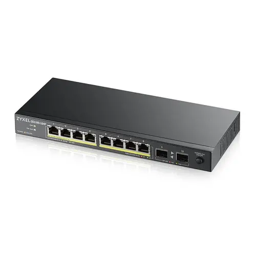Switch, ZyXEL GS1100-10HP v2, unmanaged PoE 8x Gigabit, 2x Fiber Uplink, 120 Watt PoE - 1