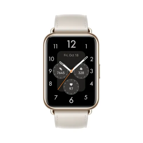 Часовник, Huawei Watch Fit 2, Moon White, Yoda-B19V, 1.74" AMOLED 336x480. BT 5.2, Leather Strap