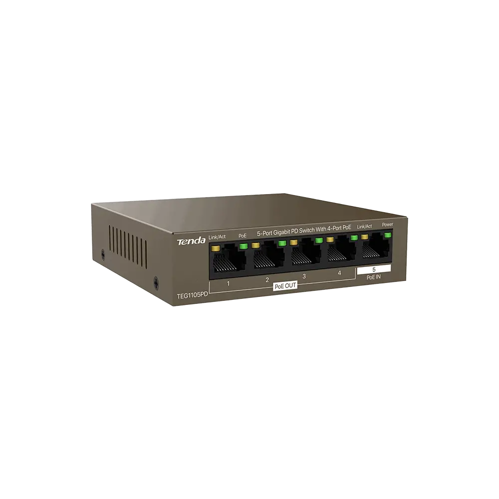 Комутатор , SWITCH TENDA TEG1105PD 5P GB - image 1