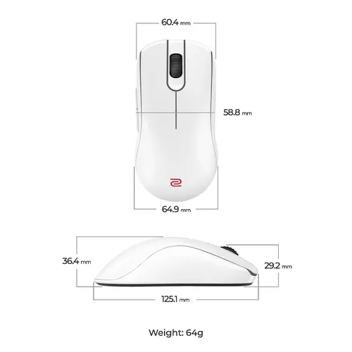 Геймърска безжична мишка ZOWIE FK2-DW 4K, бяла - image 5