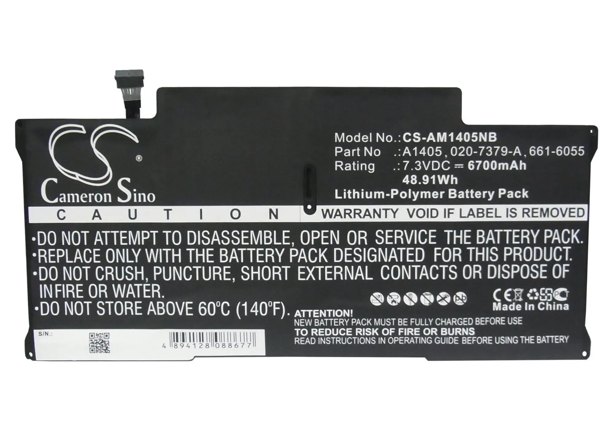 Батерия за лаптоп Apple MacBook Air 13" A1466 2012 LiPo 7,3V 6700mAh CAMERON SINO