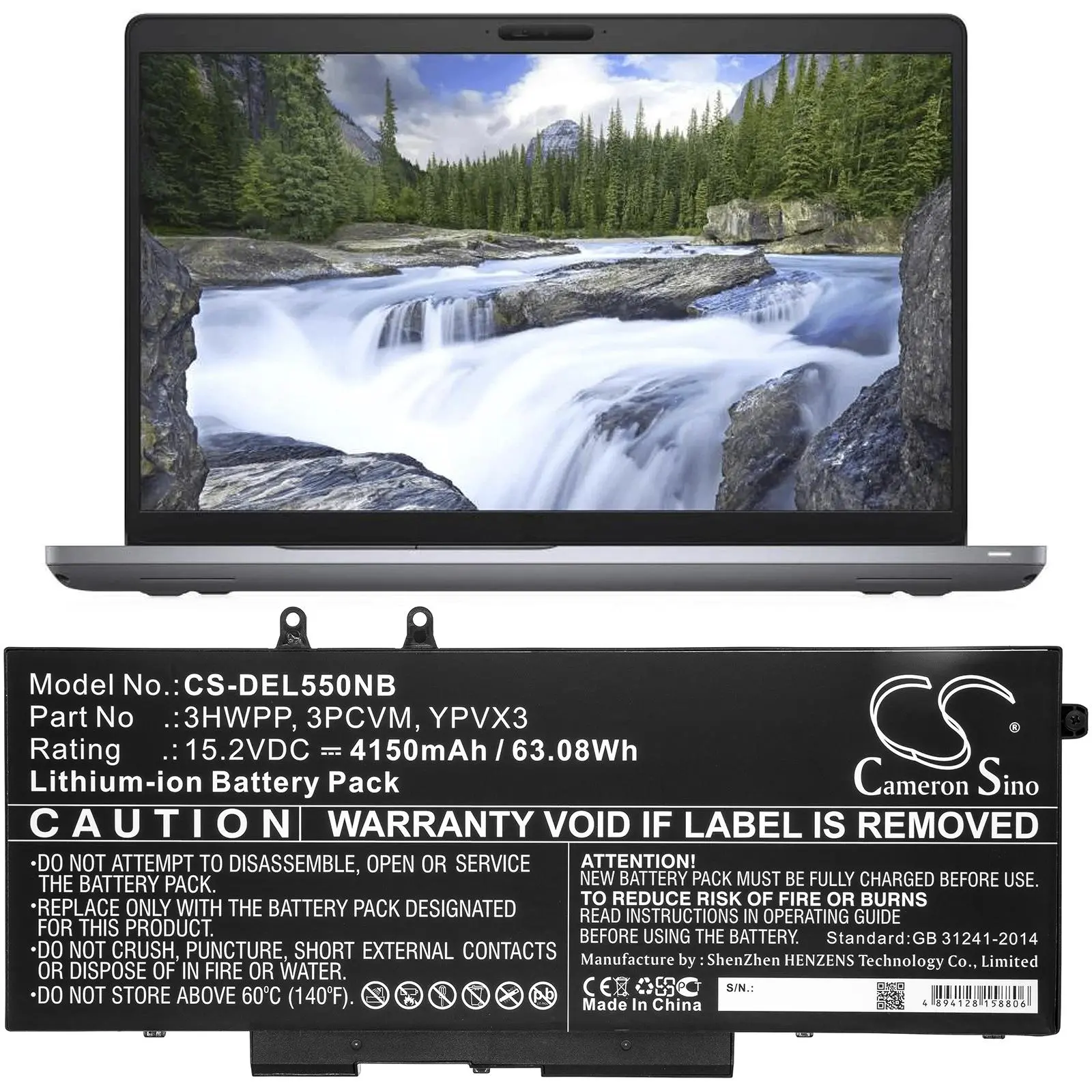Батерия за лаптоп DELL Latitude 14 5410, Latitude 15 5511 3HWPP 15.2V 4150mAh CAMERON SINO - image 1