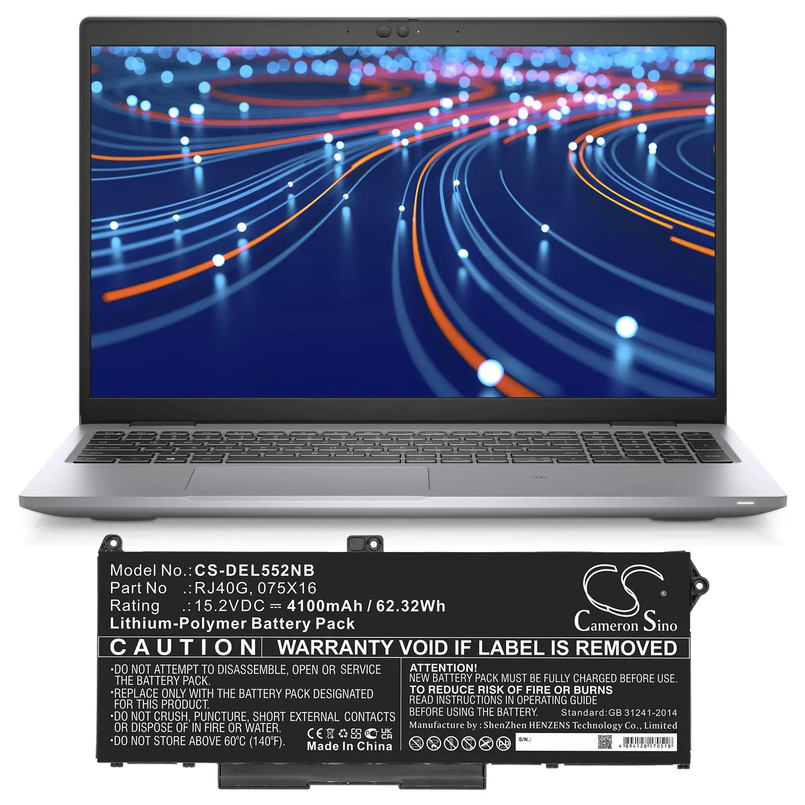 Батерия за лаптоп DELL Latitude 14 5420, Latitude 15 5520, Precision 15 3560 LiPo 15.2V 4100mAh CAMERON SINO - image 1