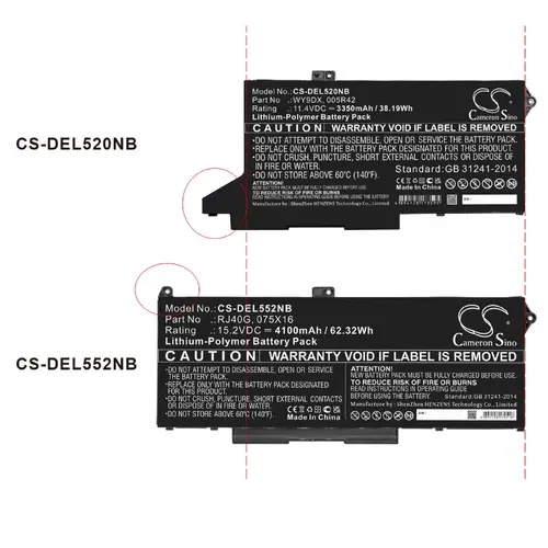 Батерия  за лаптоп DELL Latitude 5420, Latitude 5520  005R42, WY9DX LiPo 11.4V 3350mAh CAMERON SINO - image 1