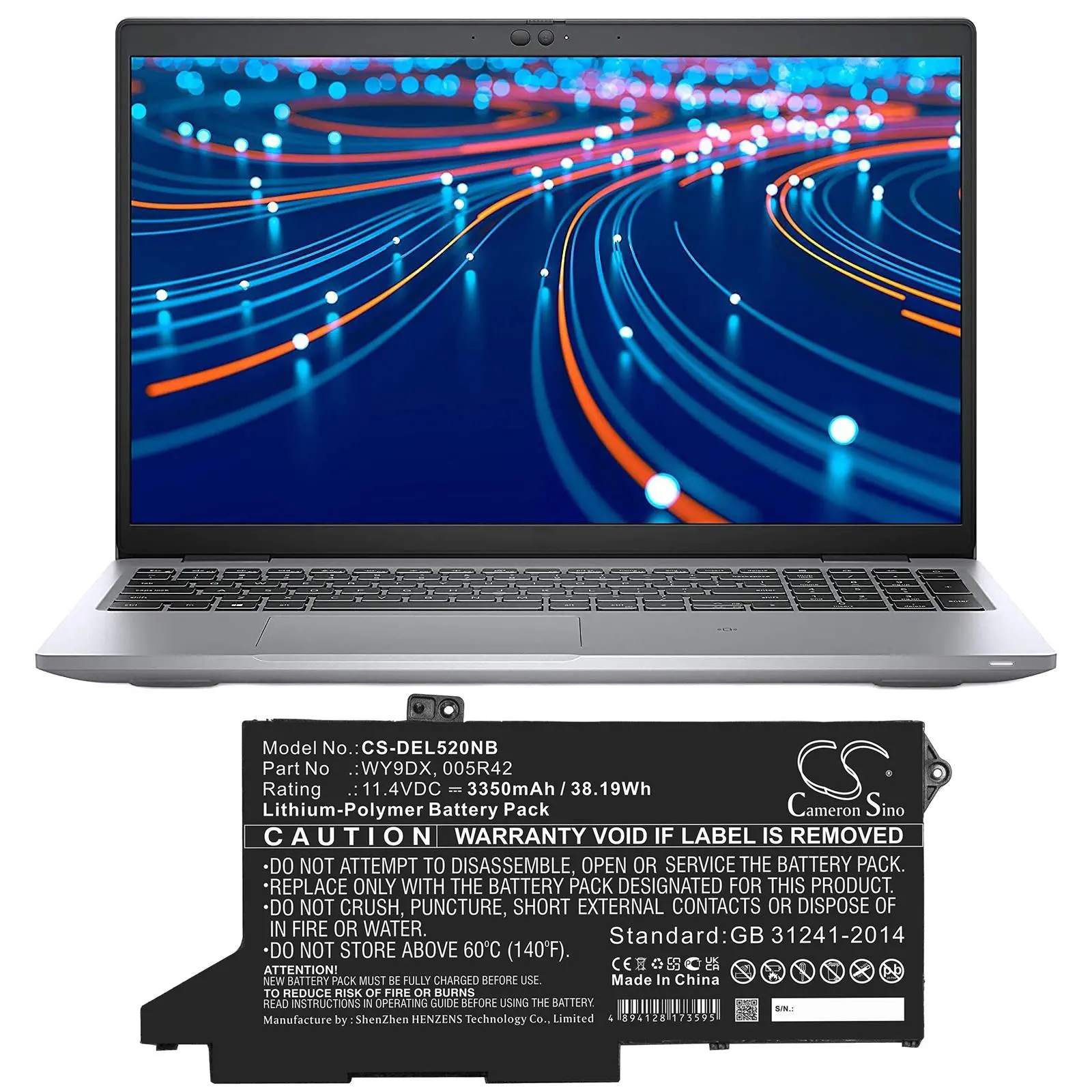 Батерия за лаптоп DELL Latitude 5420, Latitude 5520 005R42, WY9DX LiPo 11.4V 3350mAh CAMERON SINO - image 2