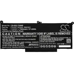 Батерия  за лаптоп DELL CTOL7480-D1506CN, Latitude 12 7000, Latitude 13 7380 LiIon 7.6V 7500mAh CAMERON SINO