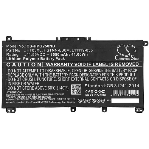 Батерия за лаптоп HP 14-CE1008TX, 15-DA0128NIA, HSTNN-DB8R HT03XL LiPo 11,55V 3550mAh CAMERON SINO