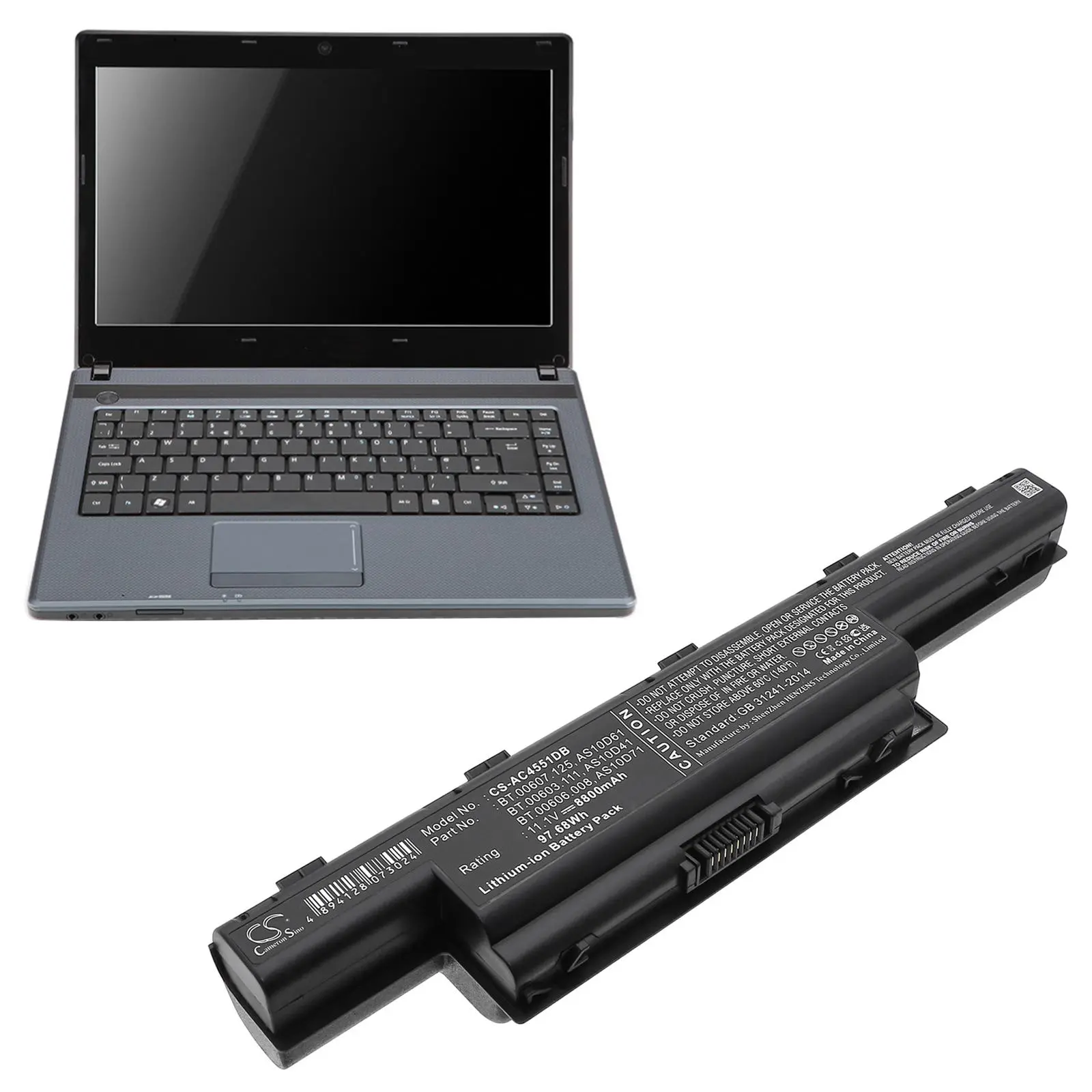 Батерия за лаптоп CAMERON SINO, Acer Aspire AS10D31 5733 5741 5742 5742G 5750G E1-571, TravelMate 5740 5742, 11.1V, 8800mAh - image 1