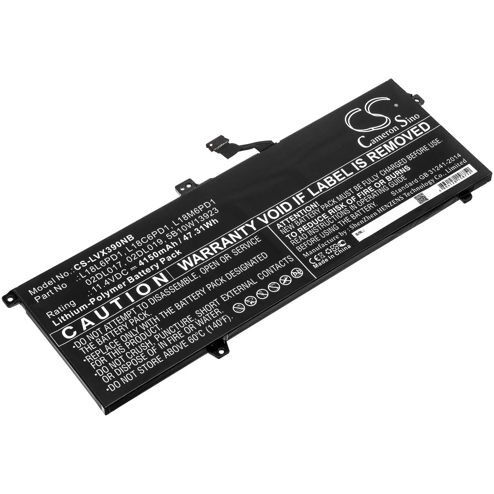 Батерия за лаптоп Lenovo ThinkPad X390 L18C6PD1 L18L6PD1 LiPo 11.4V 4150 mAh CAMERON SINO - image 2