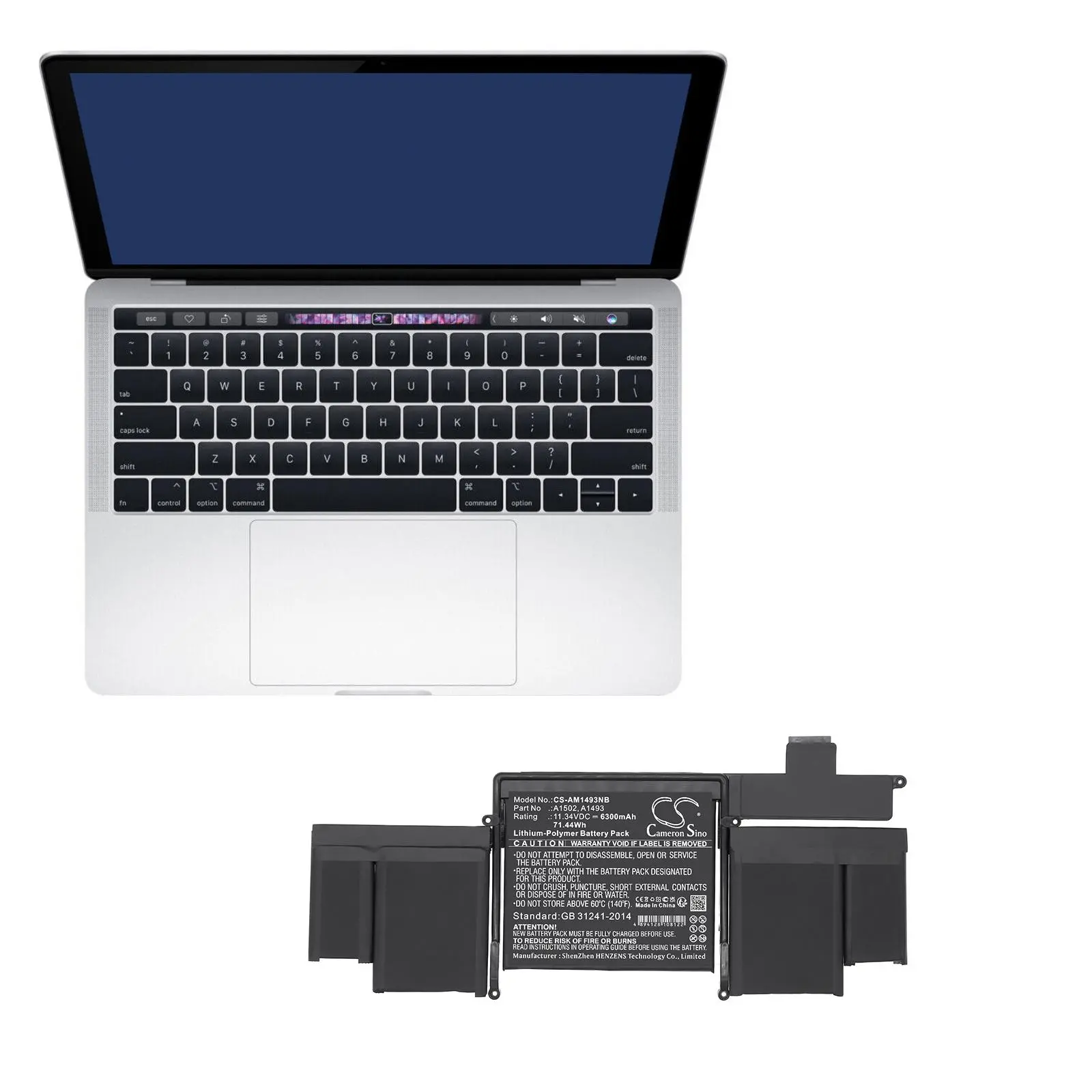 Батерия за лаптоп Apple MacBook Pro ""Core i5" 2.4 13" Late 2013 Retina A1493, A1502 LiPo 11.34V 6300mAh CAMERON SINO - image 3