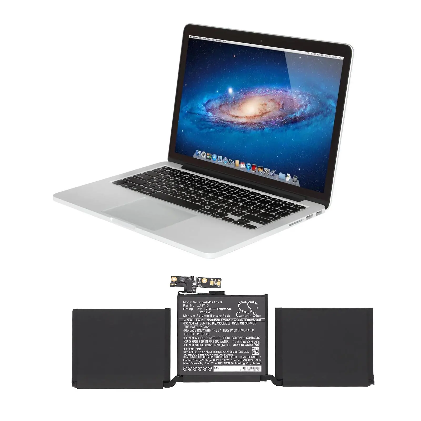 Батерия за лаптоп Apple MacBook Pro 13 A1708 A1713 LiPo 11.1V 4700mAh CAMERON SINO - image 3