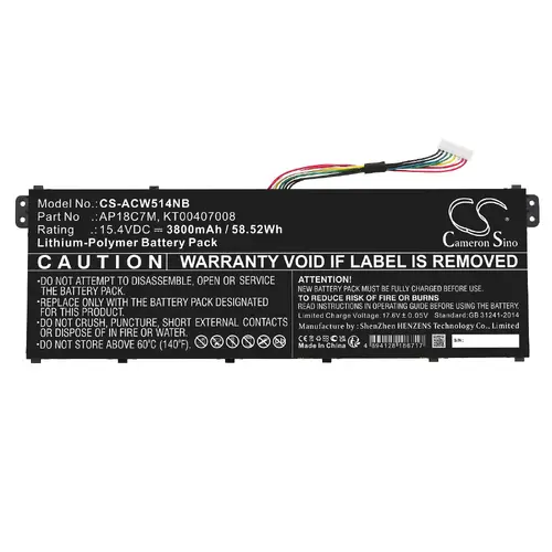 Батерия  за лаптоп  ACER ConceptD 3 CN316-73G-729B, Swift 3 SF313-52-507Z, TravelMate Spin P4, AP18C7M  LiPo 15.4V 3800 mAh CAMERON SINO