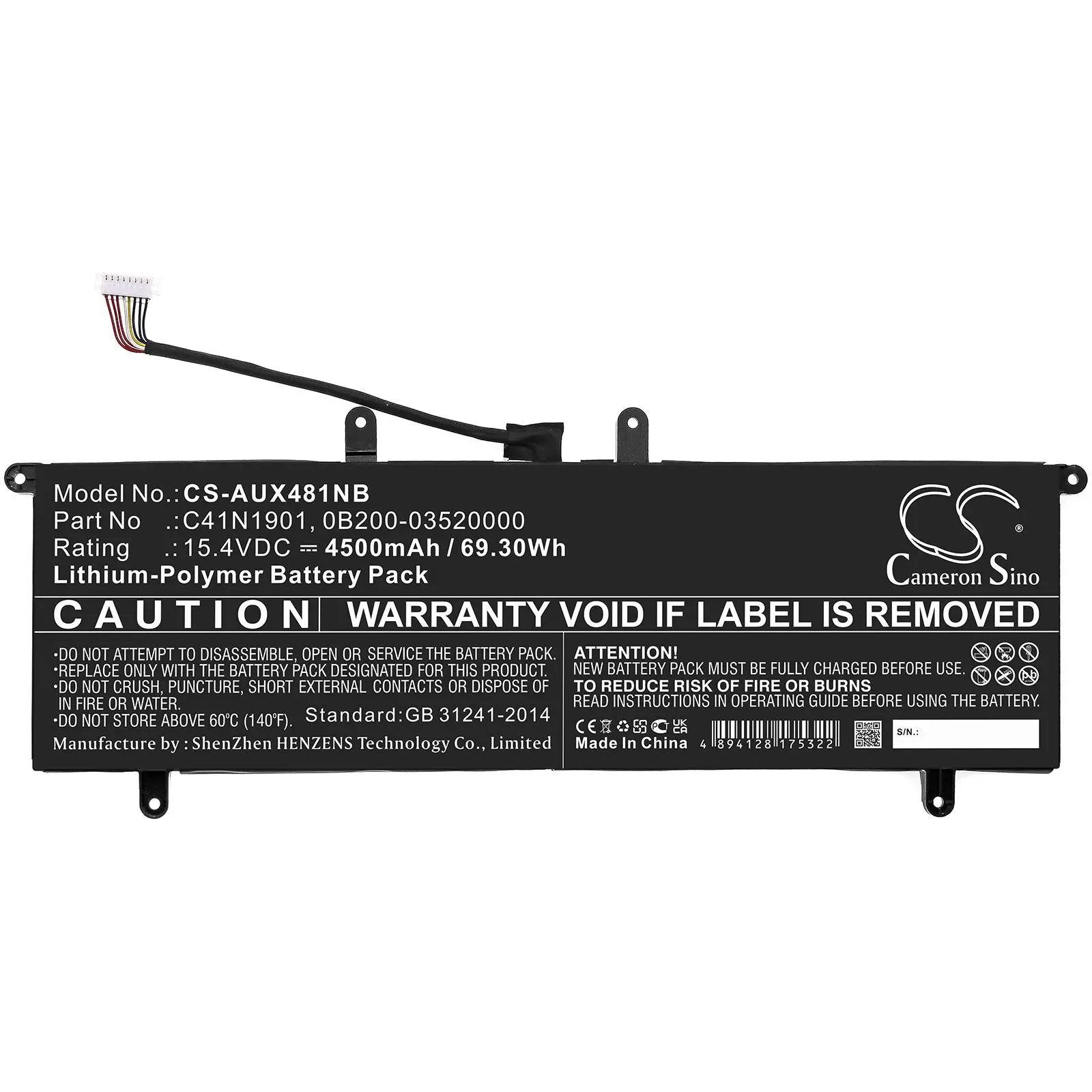 Baterie pentru laptop ASUS ZenBook 14 UX481F, ZenBook Duo UX481FA, C41N1901 LiPo 15.4V 4500 mAh CAMERON SINO