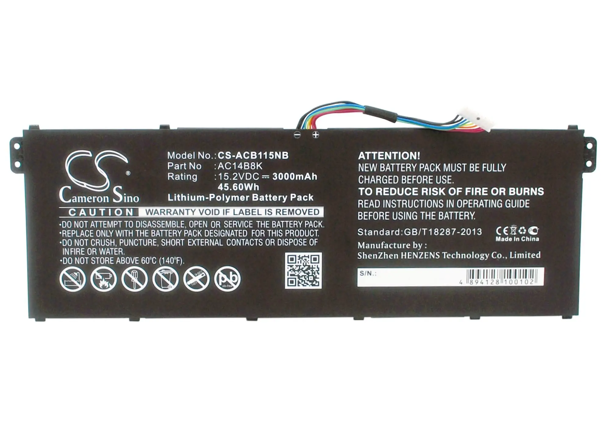 Батерия за лаптоп ACER Aspire 5 A514-52G-59ZN, Aspire 7 A717-71G-51MF, AC14A8K LiPo 15.2V 3000 mAh CAMERON SINO