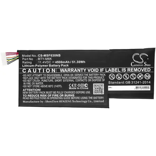 Батерия за лаптоп MSI GF63 , GF75, GS63, GS73  BTY-M6K  LiPo 11.4V 4500 mAh CAMERON SINO