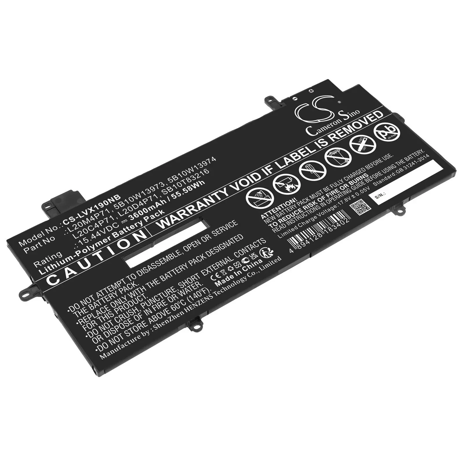 Батерия за лаптоп LENOVO ThinkPad X1 Carbon G9 20XW002DGE, ThinkPad X1 Carbon Gen 10 21CB004QIX, ThinkPad X1 Yoga Gen 6 20XY003BAT, L20C4P71 LiPO, 15.44V 3600 mAh CAMERON SINO - image 1