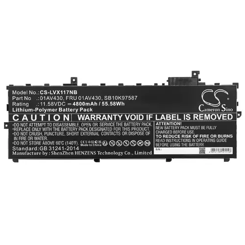 Μπαταρία για laptop LENOVO TP X1 20HQS01S00, ThinkPad X1 Carbon 2017-20HR002MGE, 01AV429 LiPo 11.58V 4800mAh CAMERON SINO - 1