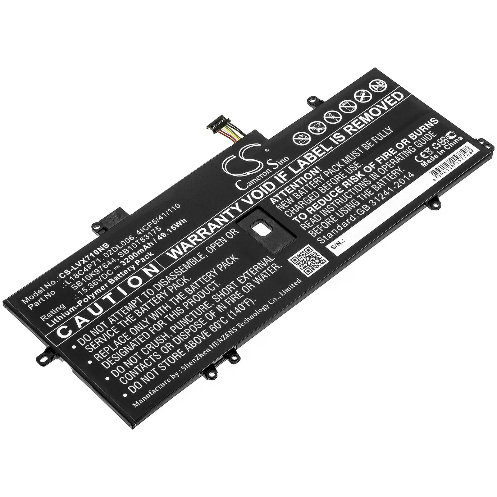 Батерия за лаптоп LENOVO ThinkPad X1 Carbon 2019, Thinkpad X1 Yoga Gen 5-20ub0000ya, L18C4P71 LiPo 15.36V 3200mAh CAMERON SINO - image 2