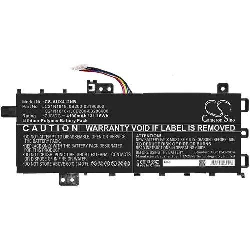 Baterie pentru laptop ASUS VivoBook 14 X409UA-BV050T, VivoBook 15 F1500EA-BQ2362, C21N1818 LiPo 7.6V 4100mAh CAMERON SINO - 1