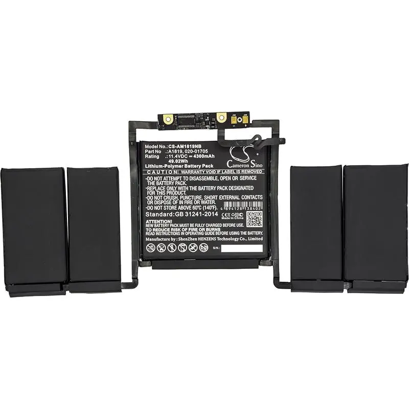 Батерия за лаптоп Apple MacBook Pro "Core i5" 2.9 13" Touch/Late 2016 A1819 LiPo 11.4V 4300mAh CAMERON SINO