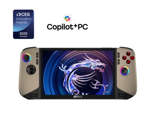 Конзола, MSI Claw 8 AI+ A2VM, 8" FHD+ (1920x1200), 120Hz VRR Touchscreen, Intel Core Ultra 7 258V (up to 115 AI TOPS), Intel Arc 140V GPU, 32GB LPDDR5x , 1 TB M.2 SSD, FPT, 2x2W, WiFi 7+BT5.4, Win11H, 0.795kg