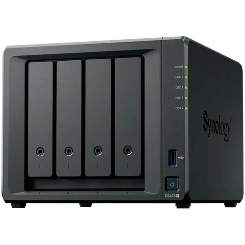 Synology DiskStation DS425+ Tower, 4 locașuri 3.5'' SATA HDD/SSD, 2 x sloturi M.2 2280 NVMe SSD, procesor Intel Celeron J4125 4 nuclee 2.0 GHz, 2 - 2