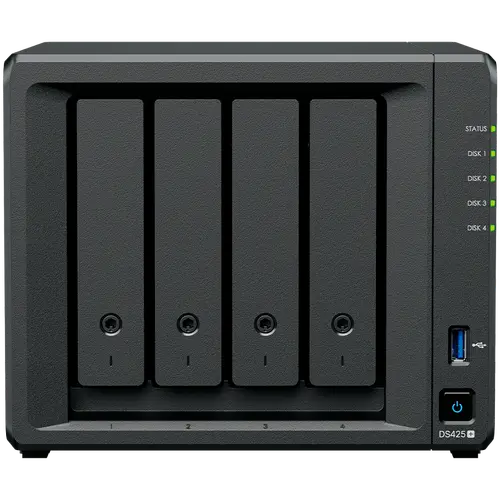Synology DiskStation DS425+ Tower, 4 θέσεις 3.5'' SATA HDD/SSD, 2 x υποδοχές M.2 2280 NVMe SSD, επεξεργαστής Intel Celeron J4125 4 πυρήνων 2.0 GHz - 1