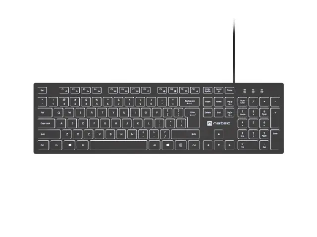 Клавиатура, Natec Keyboard Herring Glow US, White Backlight